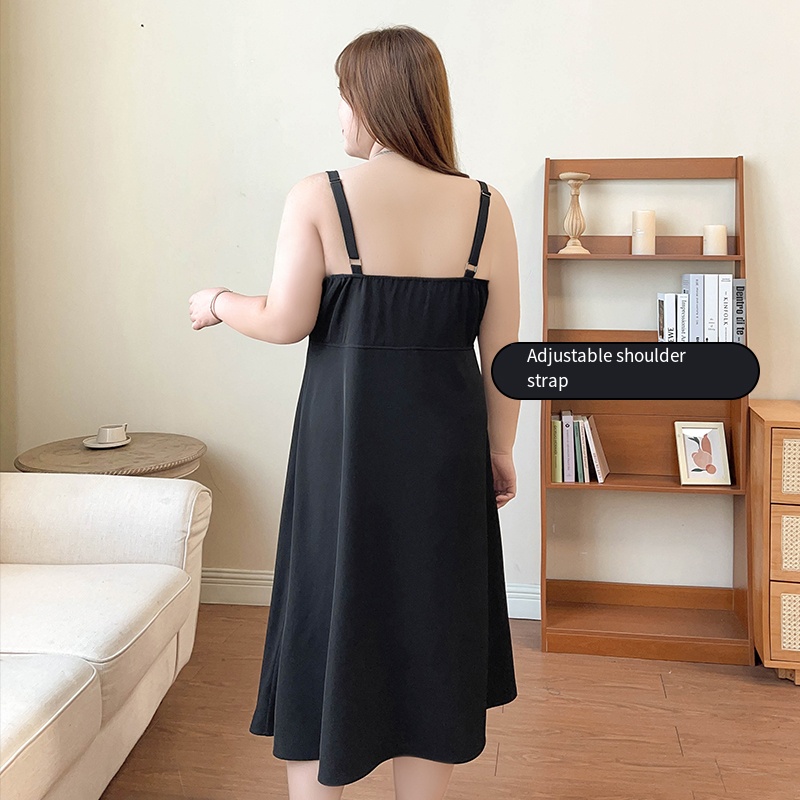 Plus-Size Slimming Black Cami Dress - Embrace Elegance