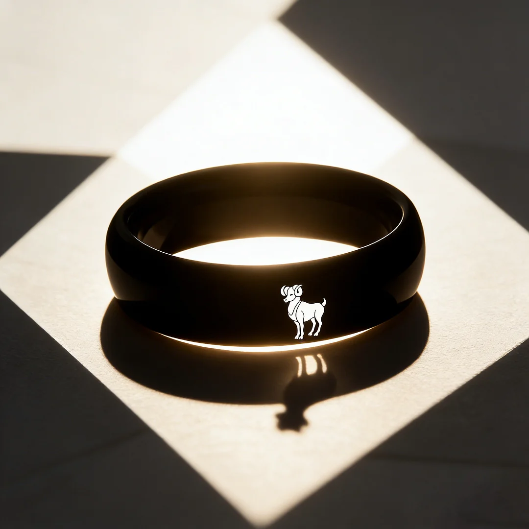 Men Women Aries Tungsten Carbide Rings Domed Top Black Tungsten Wedding Bands 4MM 6MM 8MM