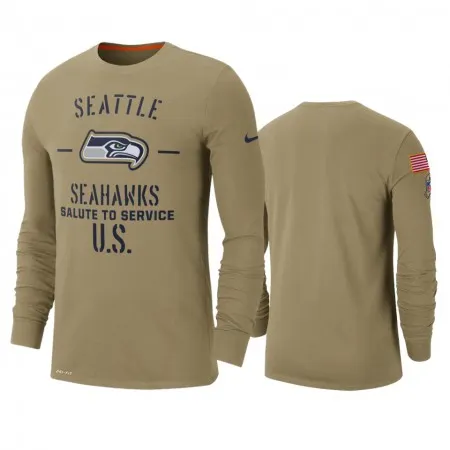 Men's Seattle Seahawks Tan 2019 Salute to Service Sideline Performance Long Sleeve Shirt