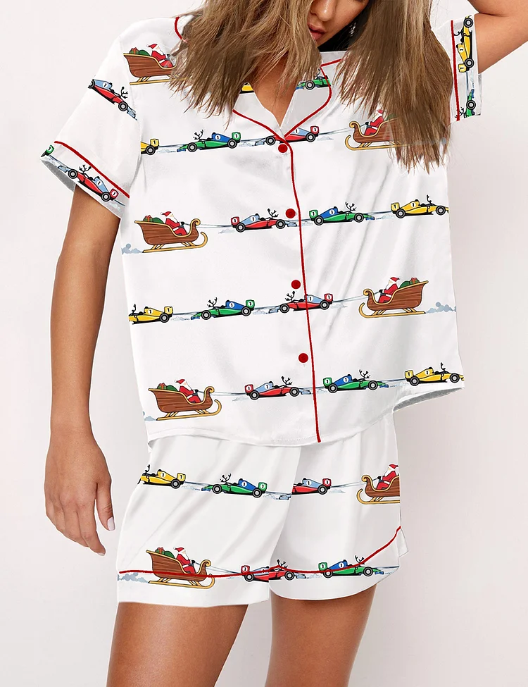 Women's Formula One Christmas Race Weekend Holiday Silky Satin Pajama Set