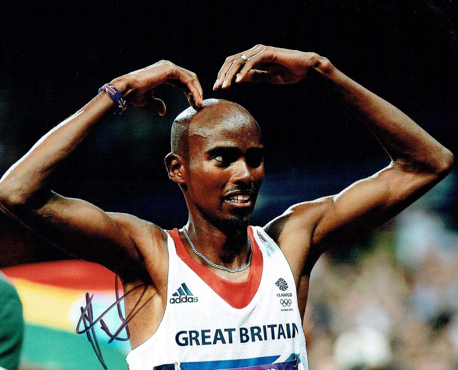 Mo FARAH Autograph 10x8 Signed Photo Poster painting AFTAL COA Great Britain Olympics Mobot