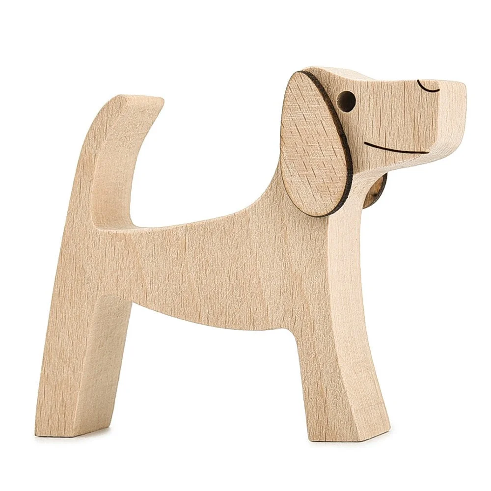 Wooden Figurines Miniatures Women and Dog Carving Wood Art Crafts Home Office Decoration Animal Ornaments Table Decoration