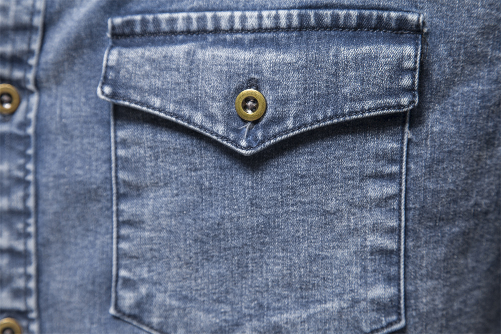 Men Vintage Denim Non-iron Shirt Jacket Vintage Washed Causal Wearing ...