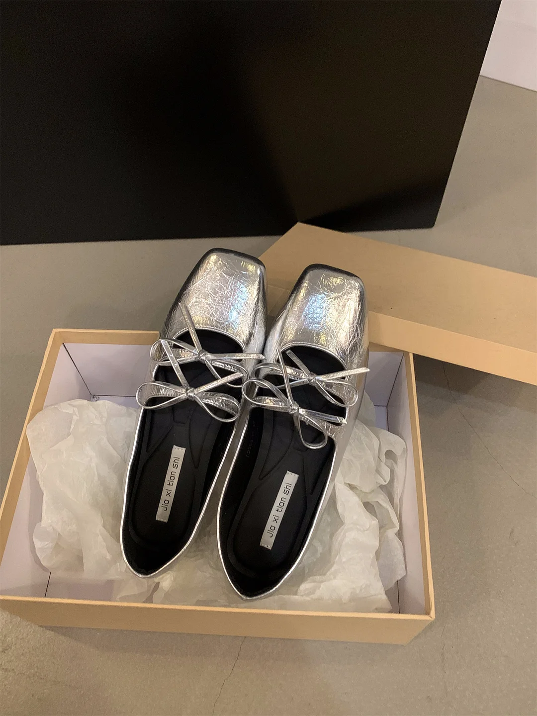 Churchf Churchf Spring And Autumn Square Head Silver Mary Jane Single Shoes Women's Shoes 2024 Spring French Little Red Gentle Evening Shoes