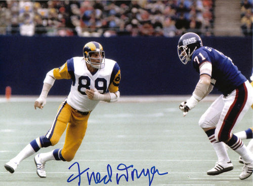 FRED DRYER LOS ANGELES RAMS ACTION SIGNED 8x10