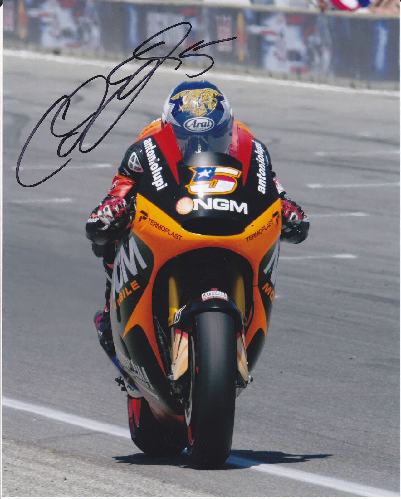 MotoGP COLIN EDWARDS Signed NGM MOBILE FORWARD RACING Colour Photo Poster painting