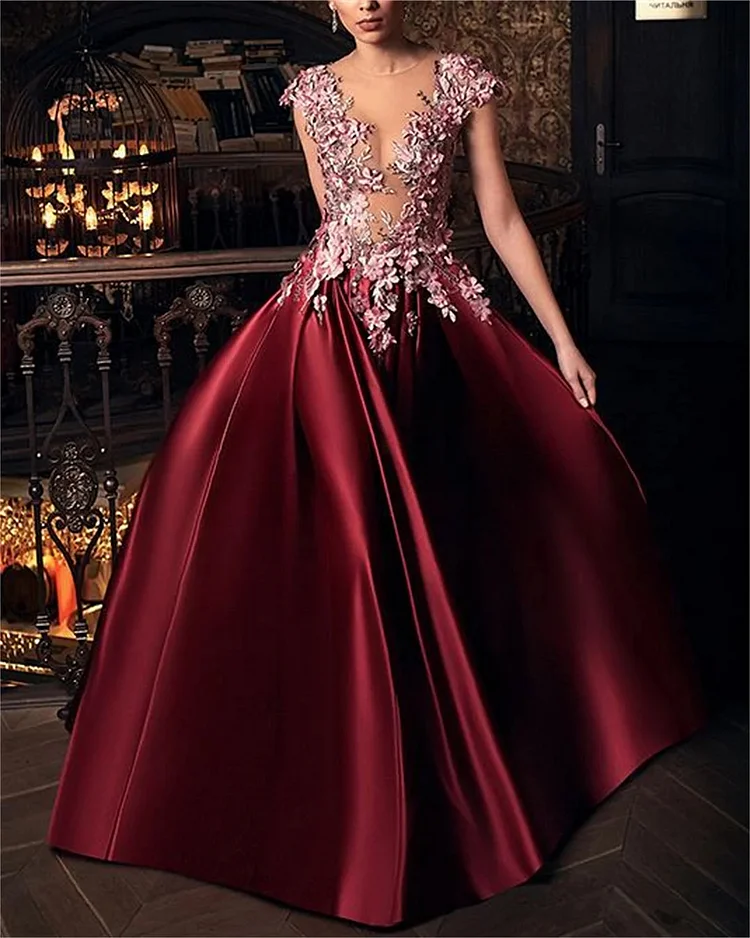 Red Flower Embroidery Dress