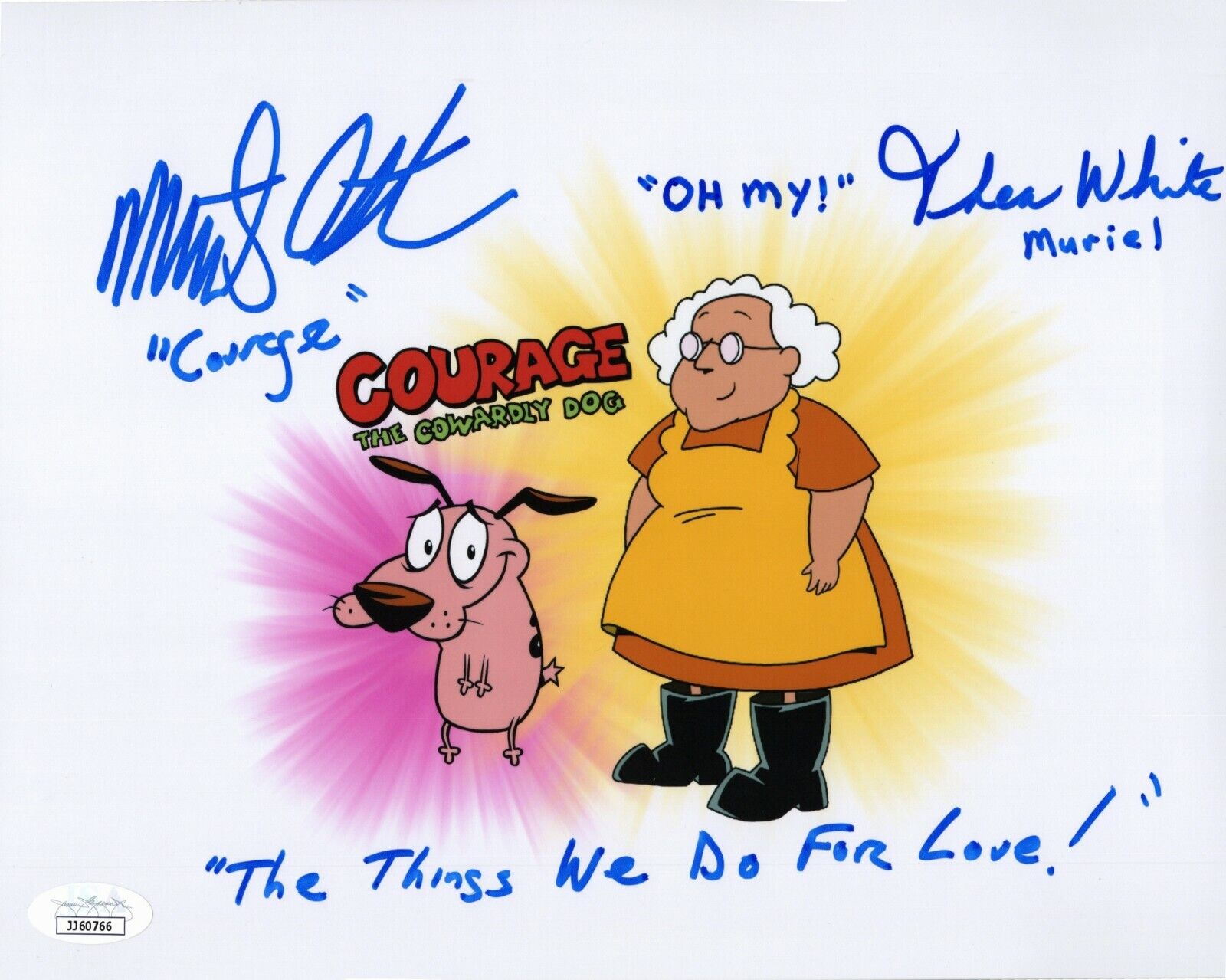 MARTY GRABSTEIN & THEA WHITE Hand-Signed COURAGE COWARDLY DOG 8x10 Photo Poster painting JSA COA