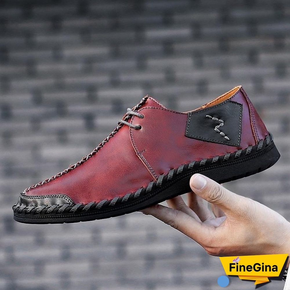 Men Casual Cow Leather Light Comfortable Split Leather Flats Shoes