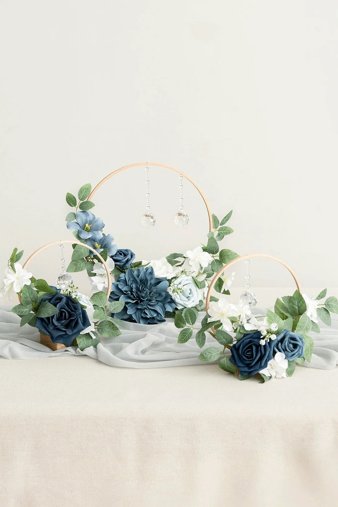 Wreath Hoop Centerpiece Set in Dusty Blue & Navy