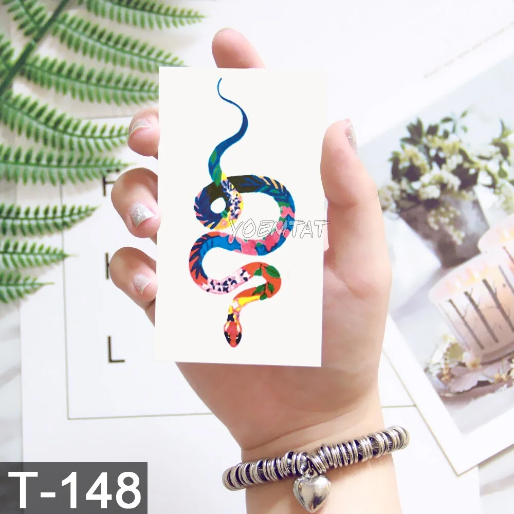 Sdrawing Temporary Tattoo Sticker Lotus Colorful Feather Leaves Butterfly Flash Tatoo Female 3D Body Art Child Fake Tatto Male