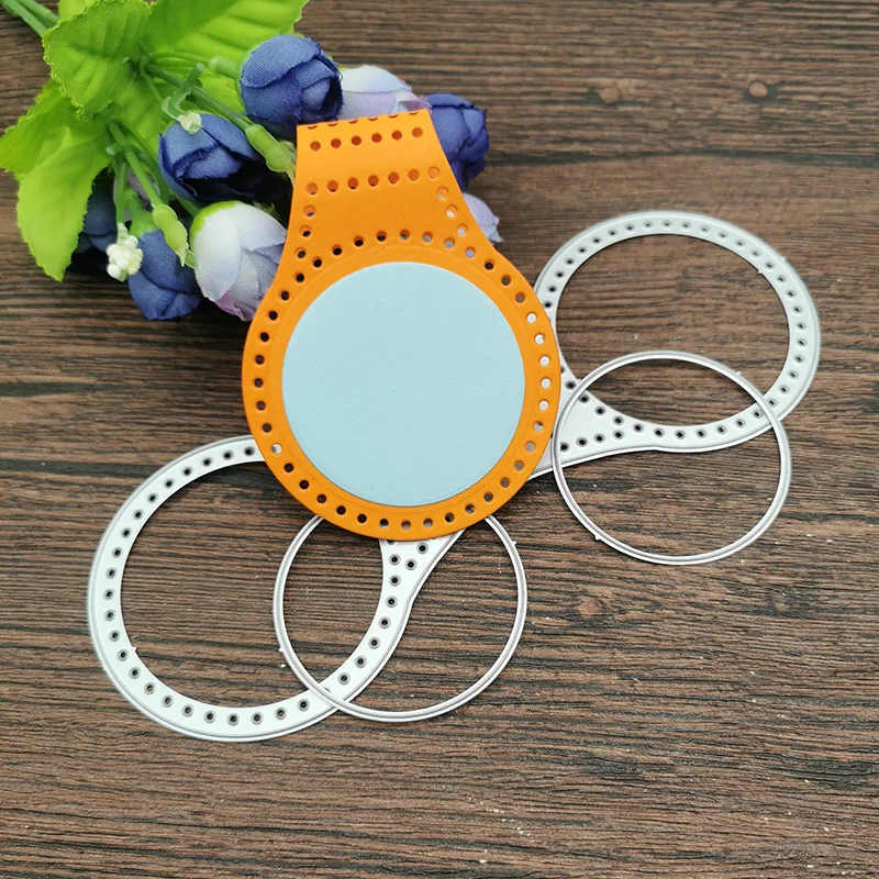 Nigikala Stitched Key Fob Metal Cutting Dies Decorative Scrapbooking Steel Craft Die Cut Embossing Paper Cards Stencils