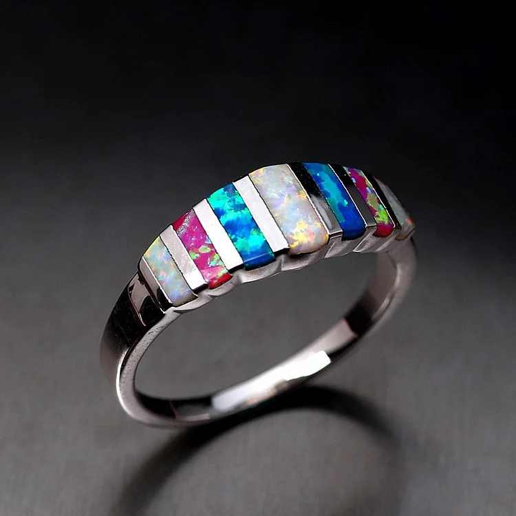 Rainbow Lucky Star Opal Stone Treasure Ring