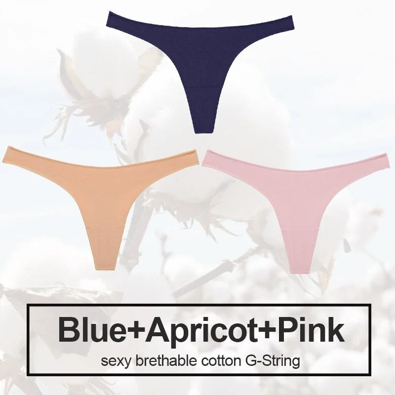 3PCS/Set Sexy Thong Women Panties Cotton Underwear Briefs Women G-String Female Underpants Lingerie Pantys Girls Femme Panties
