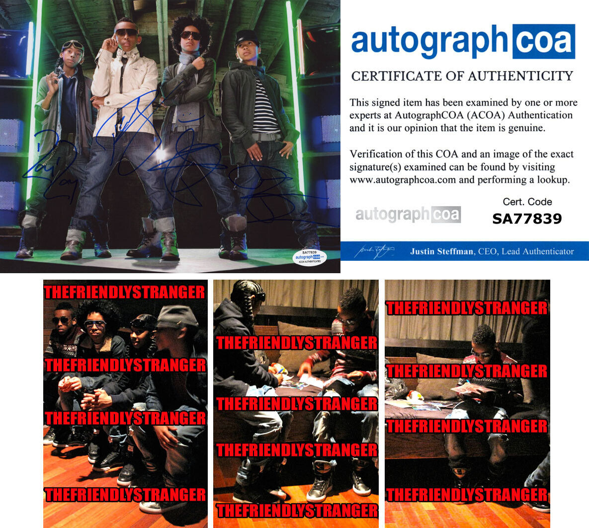 MINDLESS BEHAVIOR - ALL 4 signed 8X10 Photo Poster painting a PROOF - BOY BAND Prodigy ACOA COA