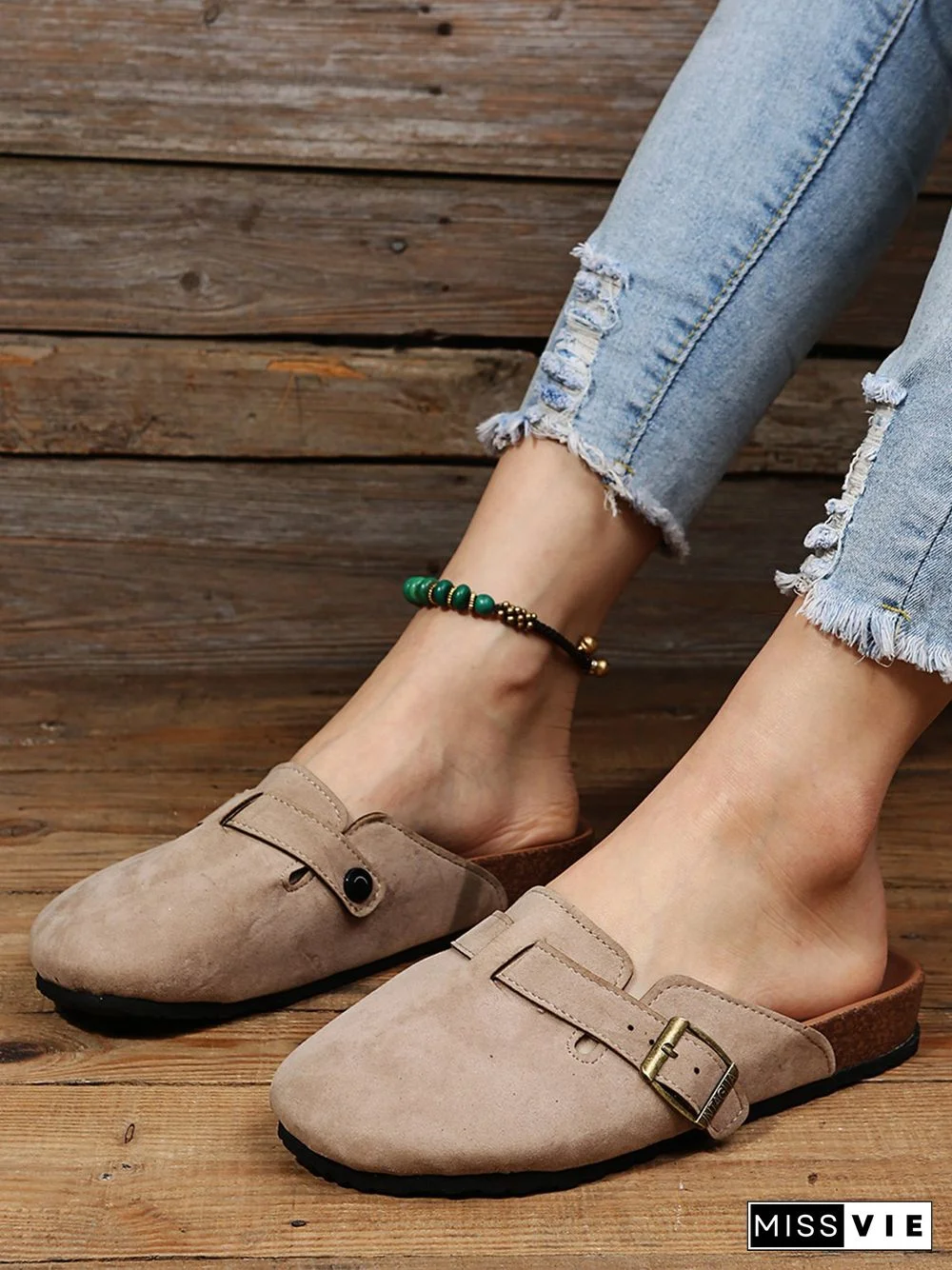 Solid Color Vintage Casual Mules
