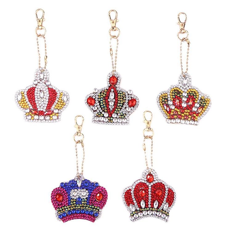5pcs DIY Crown Full Drill Special Shaped Diamond Painting Keychains