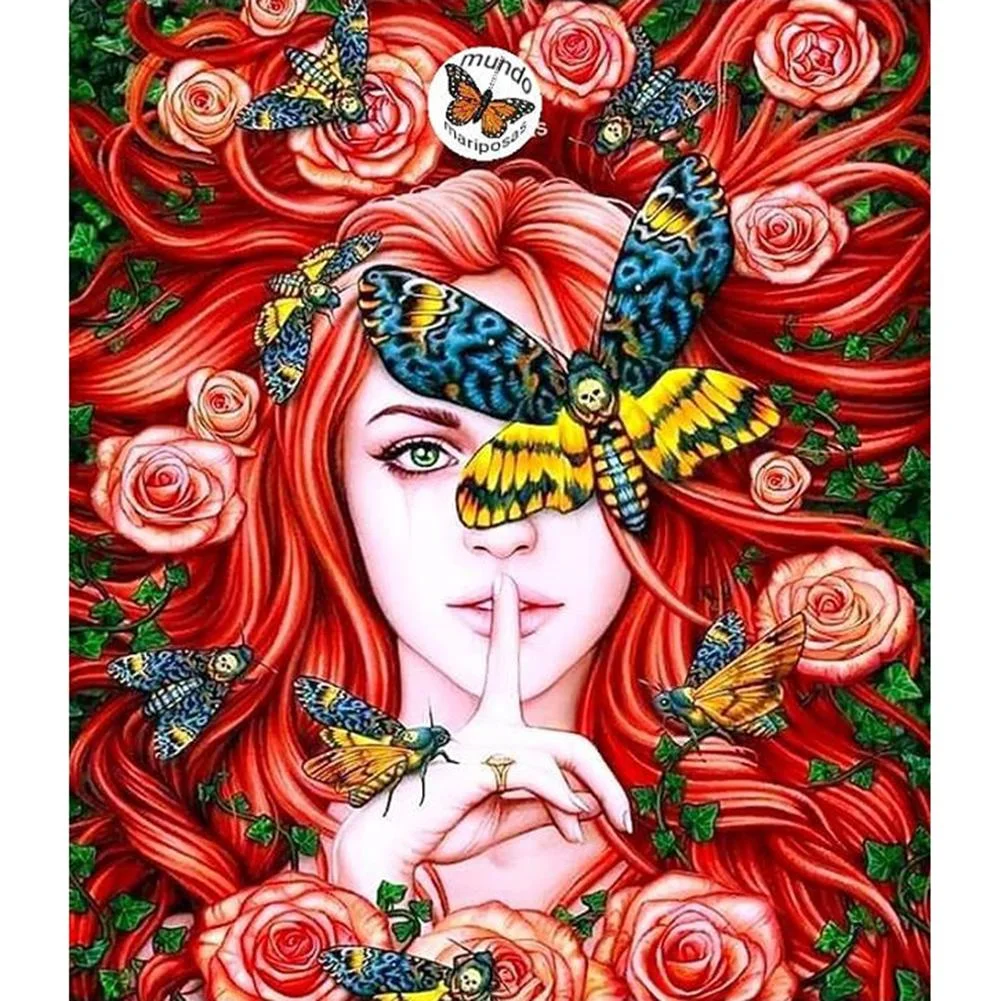 Full Round Diamond Painting - Butterfly Lady(30*40cm)