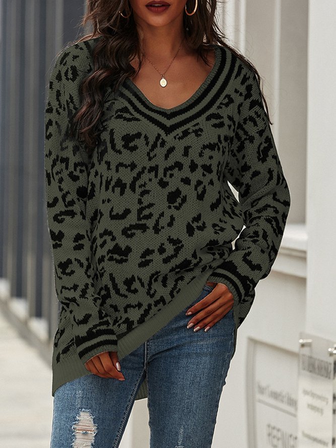 V Neck Casual Knitted Sweaters