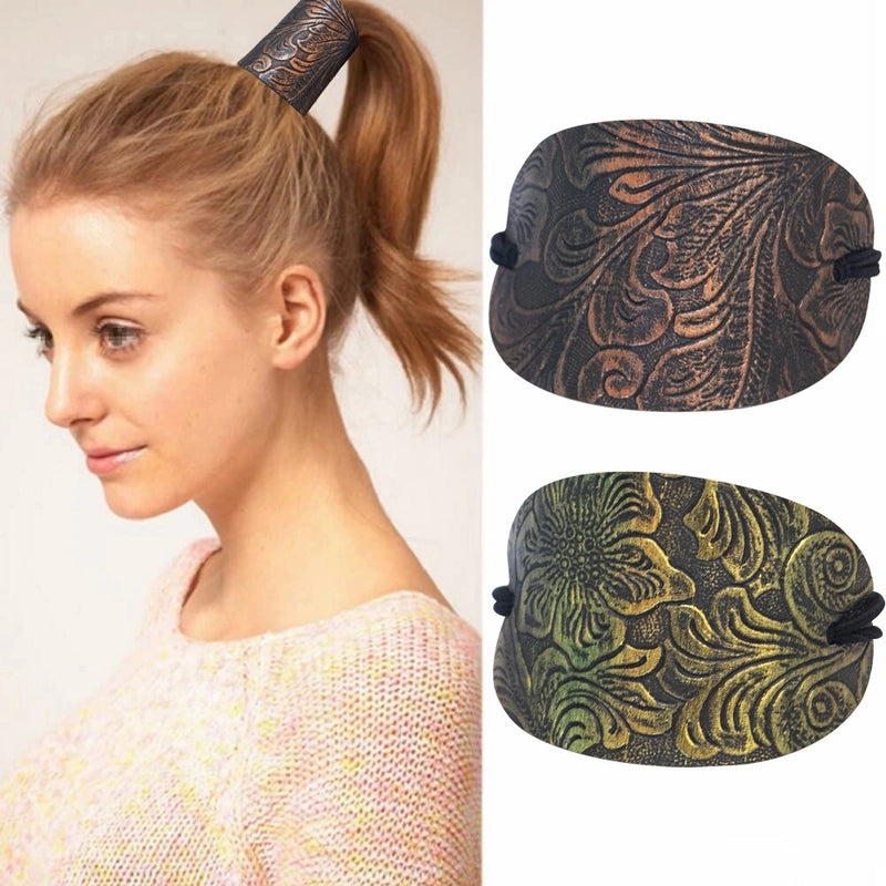 Women’s Ethnic Style Solid Color Cloth Leather Hair Tie