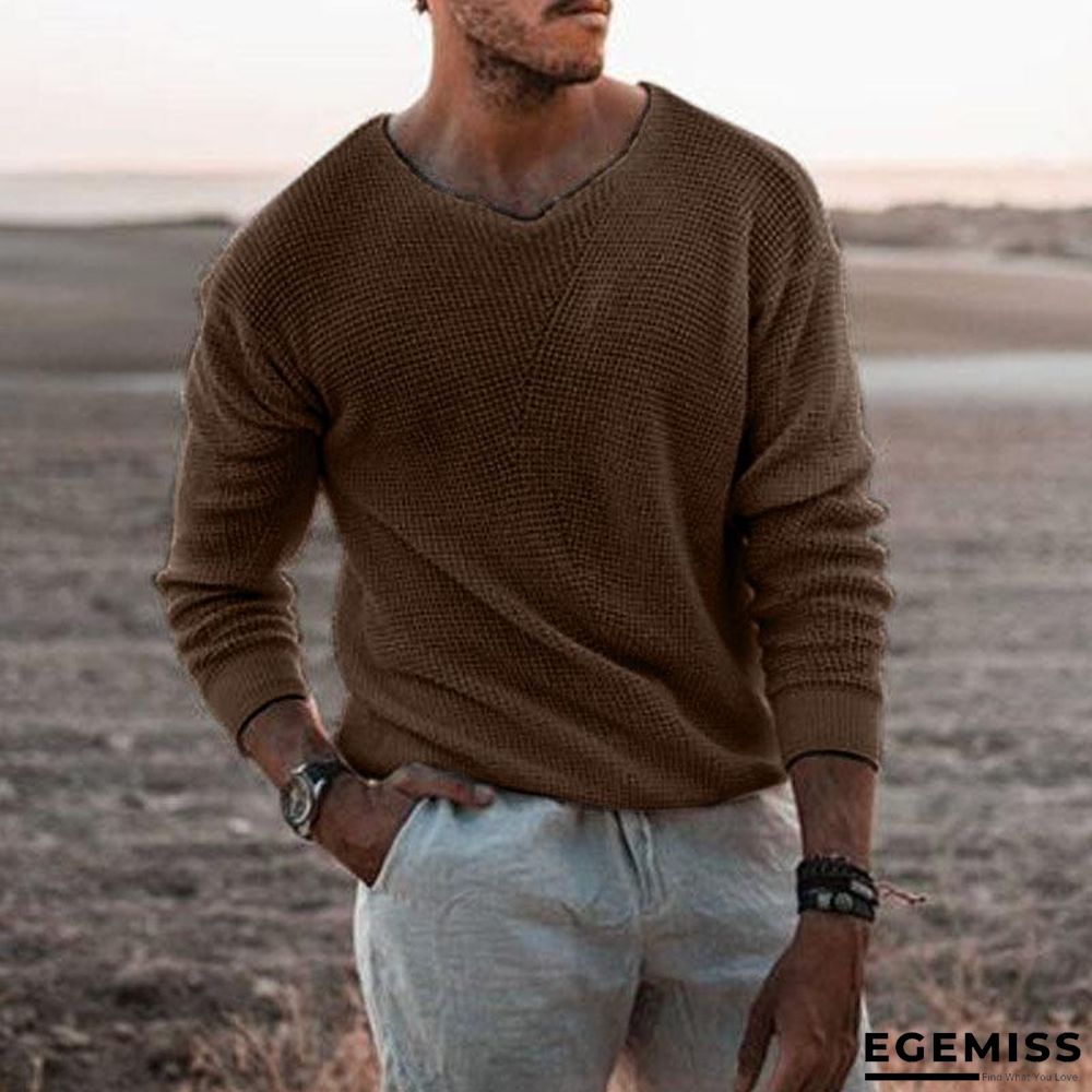 Long Sleeve Round Neck White Slim Fit Men's Sweater | EGEMISS
