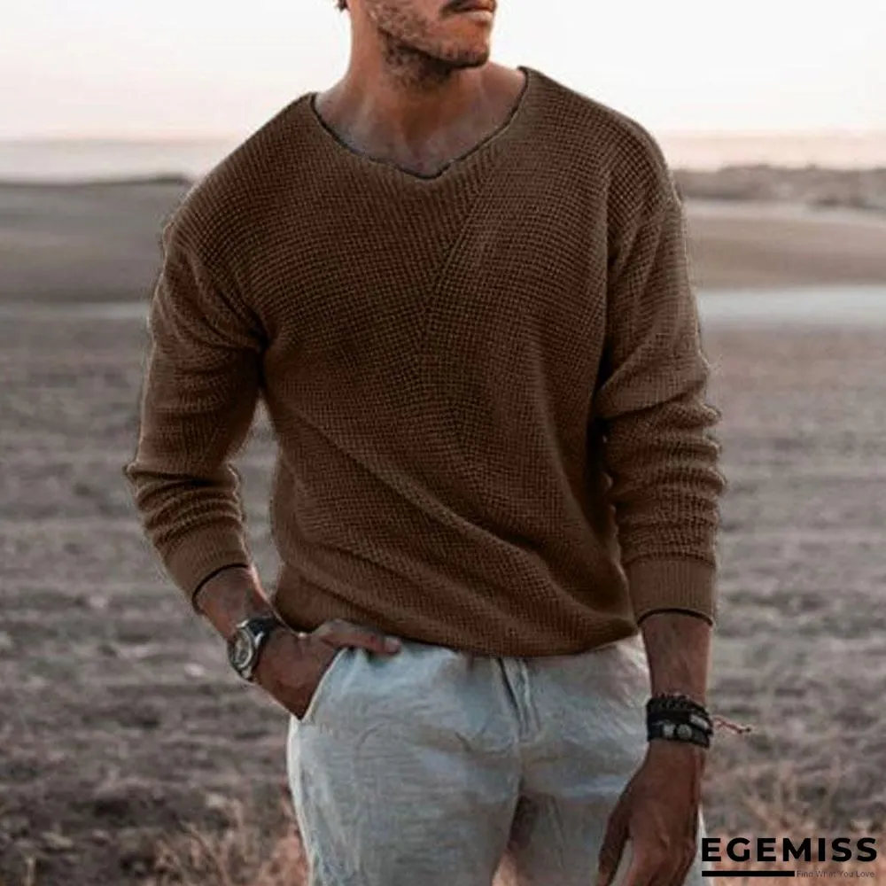 Long Sleeve Round Neck White Slim Fit Men's Sweater | EGEMISS