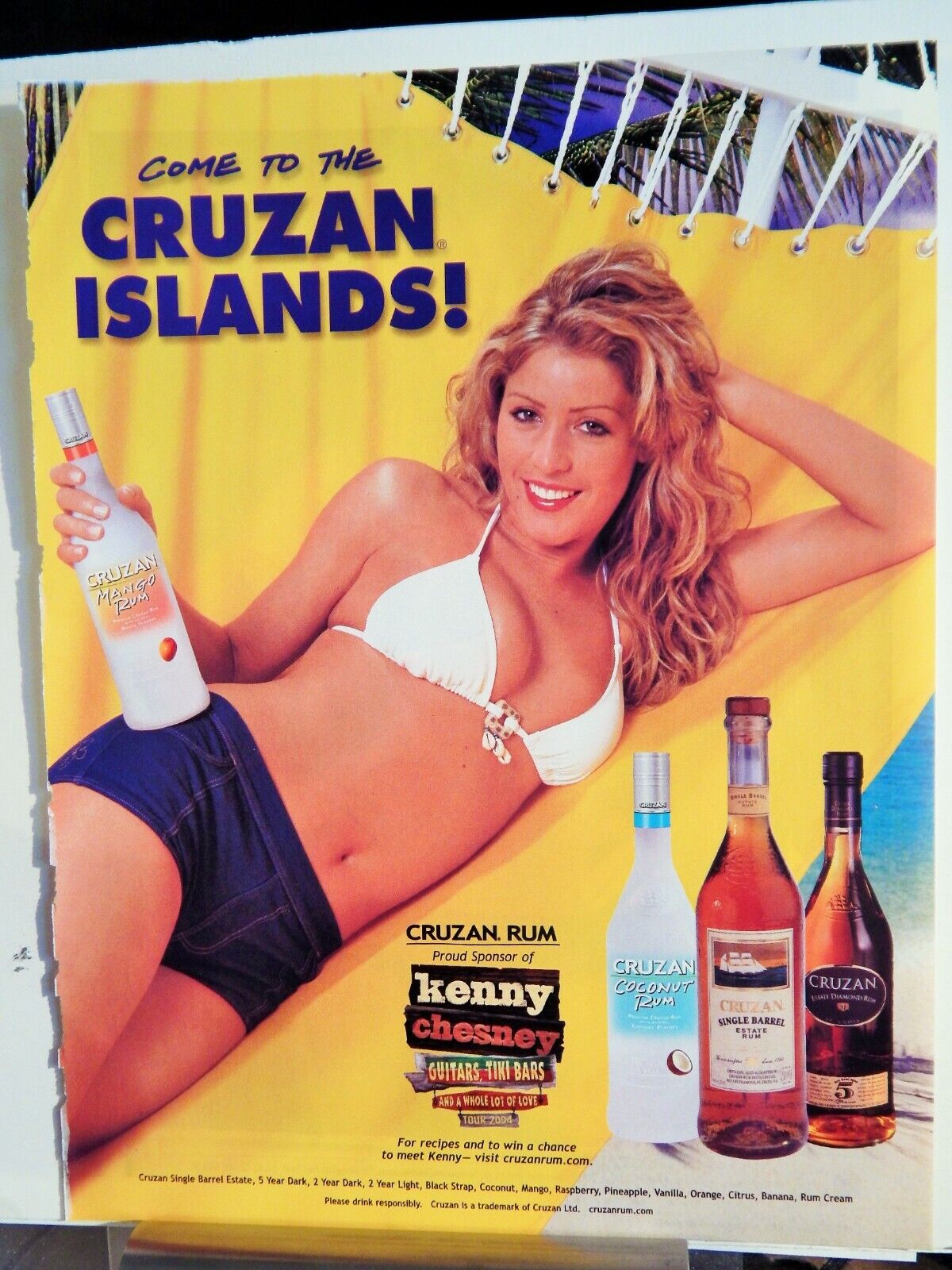 CRUZAN RUM / ANNA KOURNIKOVA SEXY Photo Poster painting ORIGINAL 2005 VTG AD