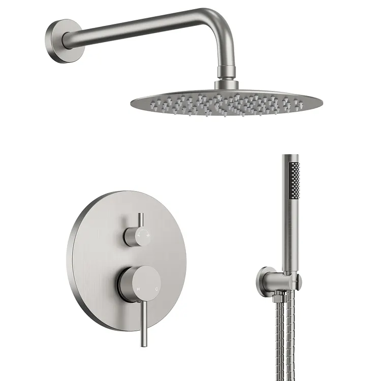 EVERSTEIN 10 In. High-Pressure Rainfall Shower System in Brushed Nickel