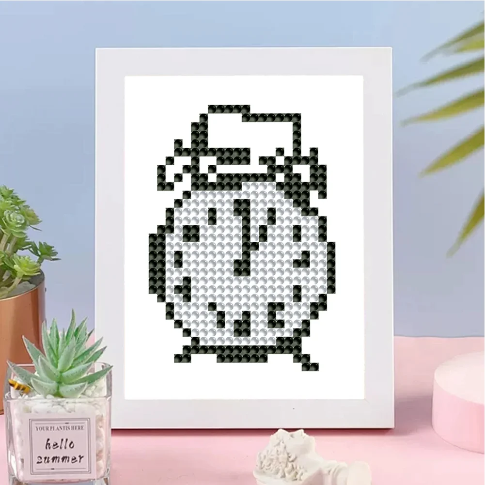 12pcs Clock DIY Mini Round Diamond Painting Set Desktop Decor No Frame12x8cm