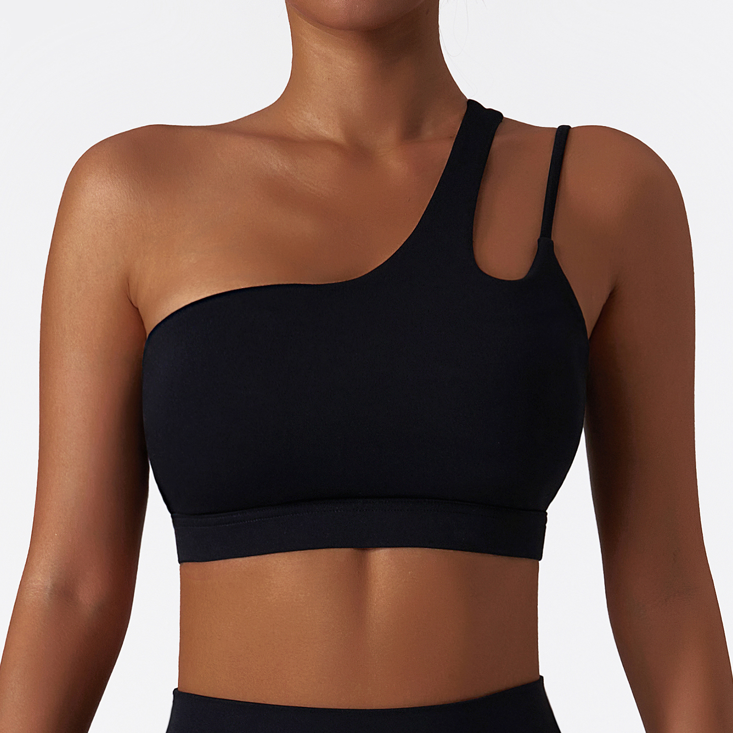 Buy Hergymclothing Black liquid naked feeling buttery soft comfort breathable thin opaque lightweight high support workout bra with pads online