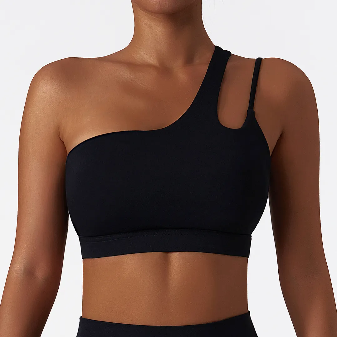 Buy Hergymclothing Black liquid naked feeling buttery soft comfort breathable thin opaque lightweight high support workout bra with pads online