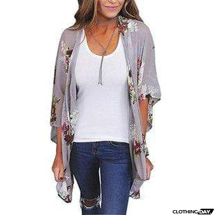 Bohemia Flower Print Summer Beach Women's Cardigan Loose Chiffon Coat