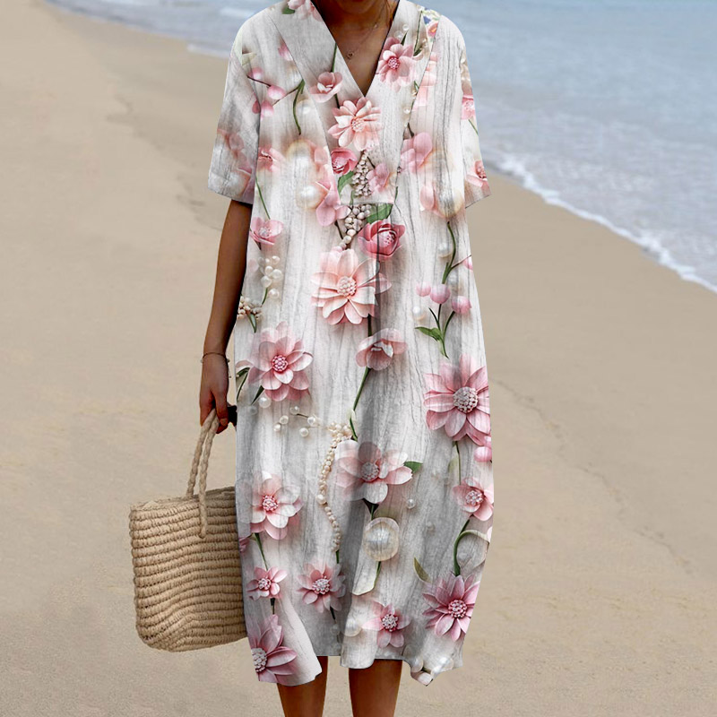 Pearl Floral Print Women'S Dress artswardrobe