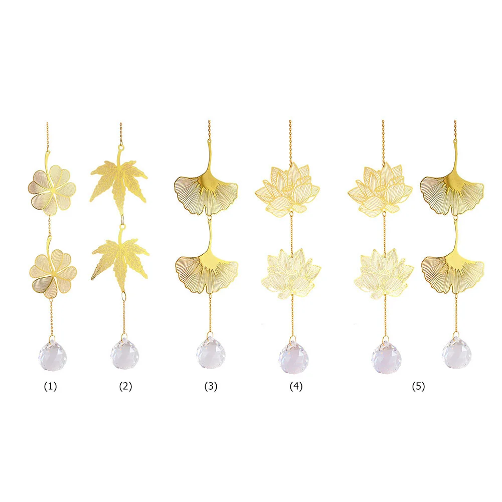 Crystal Windchime Lotus Ginkgo Four Leaf Dream Catchers Windbell Home Decor