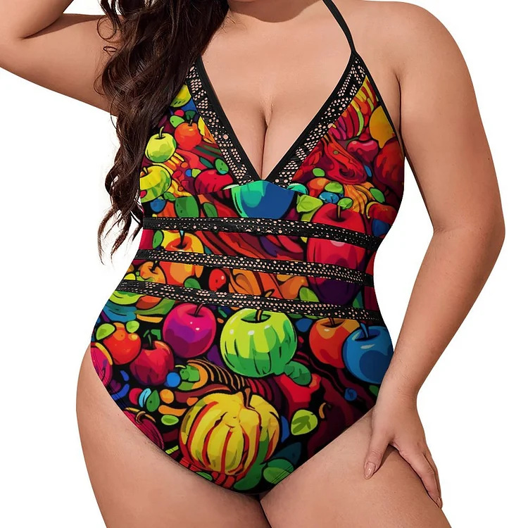 One-piece Swimsuit Psychedelic Tomato customized, personalized, gift