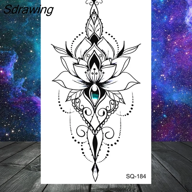 Sdrawing Mountain Temporary Tattoos For Women Adult Crown Wings Butterfly Flower Cros Henna Fake Tattoo Small Tatoo Paper