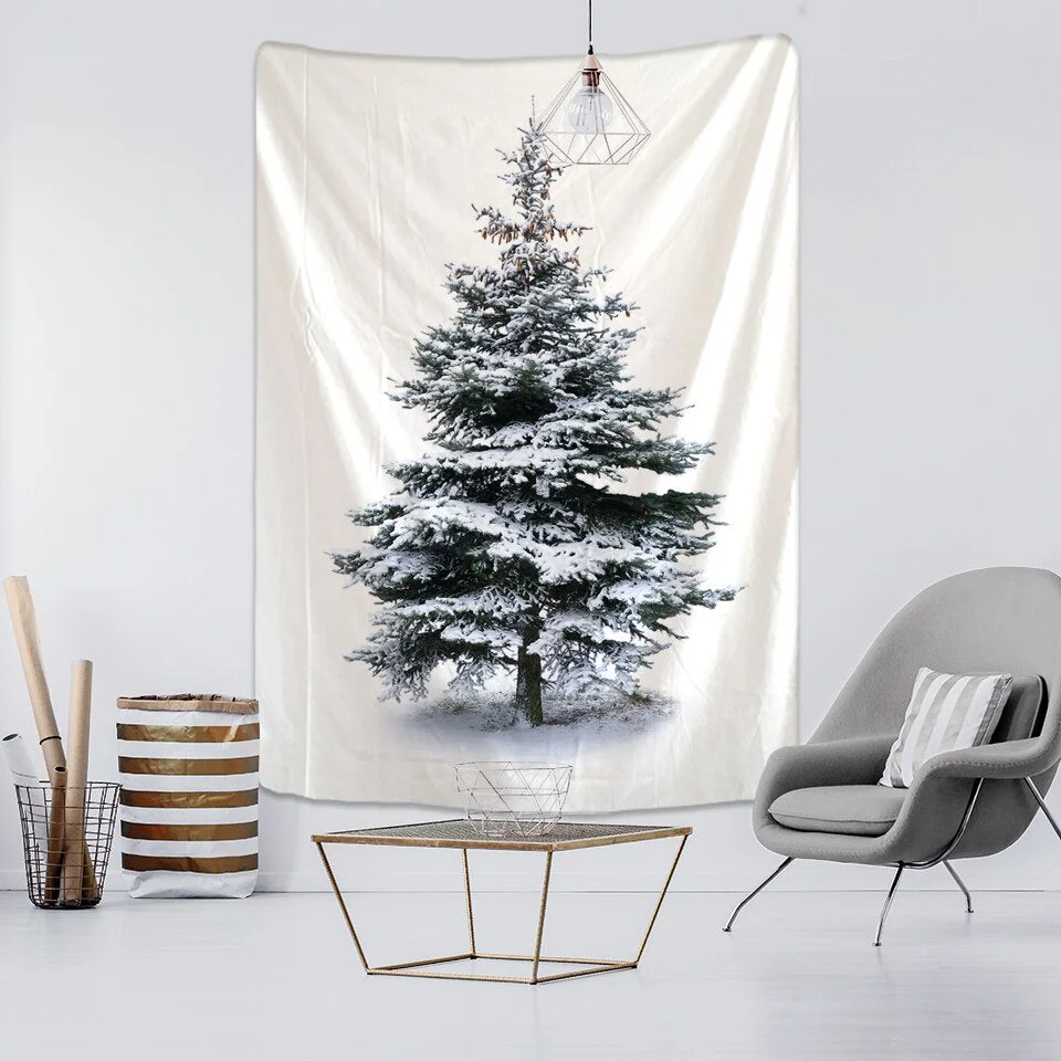 New Year Christmas Tree Tapestry Ornament Wall Hanging Tapestry Carpet Xmas Home Deocr Yoga Pad Bedspread Beach Mat Gift