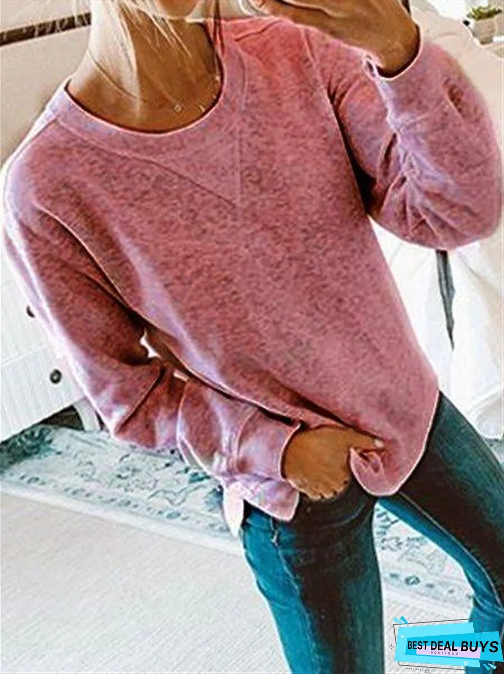 Fashion Autumn Casual Cotton Long Sleeve Crew Neck Sweaters