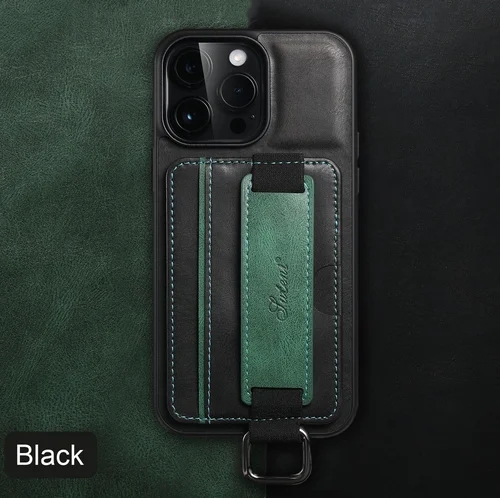 Wristband Protection Leather PU Card Holder Case with Holder Phone Case for iPhone