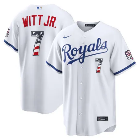 Youth Kansas City Royals #7 Bobby Witt Jr. Nike White USA 250 Fourth of July Home Stadium Jersey