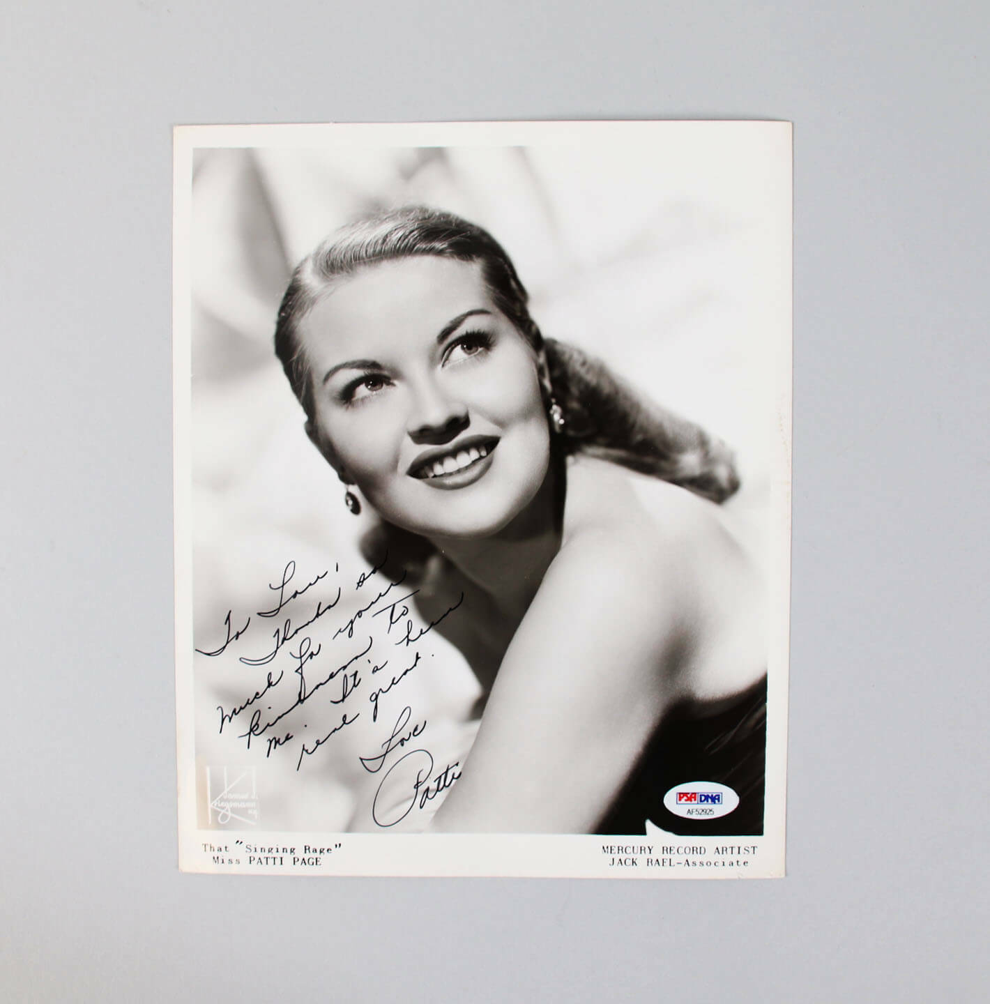 Patti Page Signed Photo Poster painting 8x10 - COA PSA/DNA