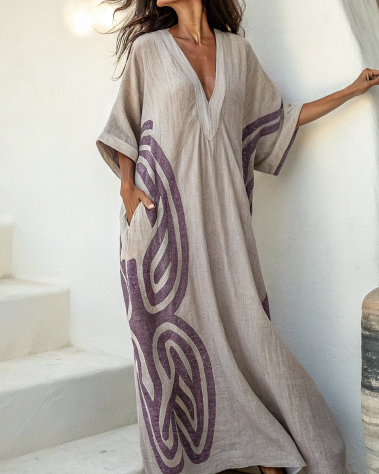 Linen Kaftan Maxi Dress