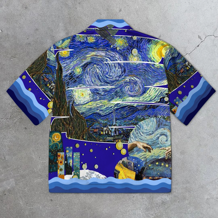 Starry Night Printed Custom Short Sleeve Shirts