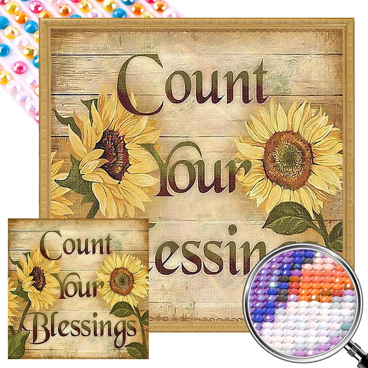 Partial AB Drill - Full Round Diamond Painting - Count Your Blessings 40*40CM