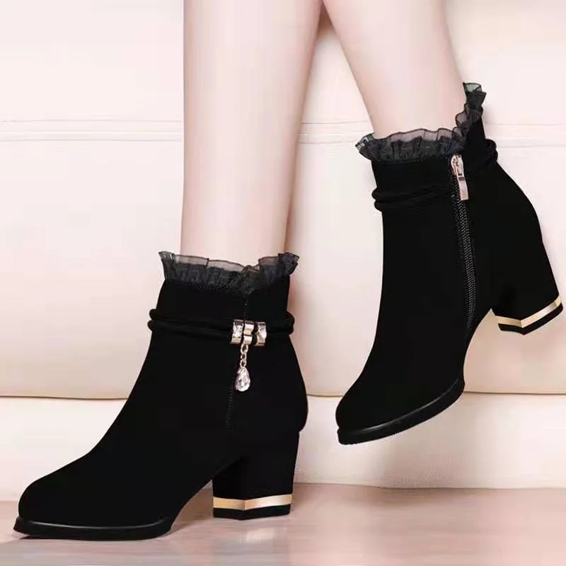 Wongn Size 35-43 Winter Casual Women Pumps Warm Ankle Boots Waterproof High Heels Snow 2020 Shoes Botas Patent Botas Muje758