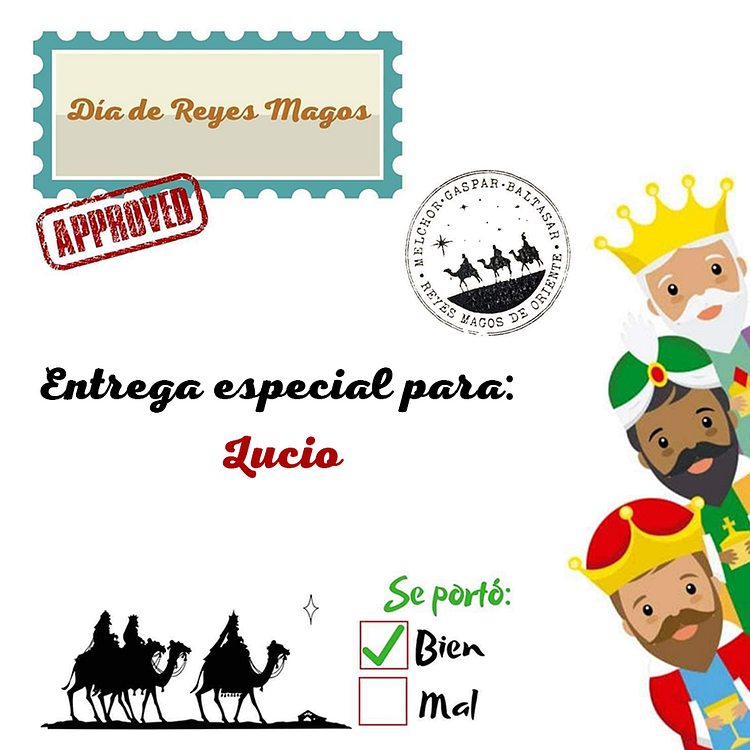 Una tarjetael Día de los Reyes Magos