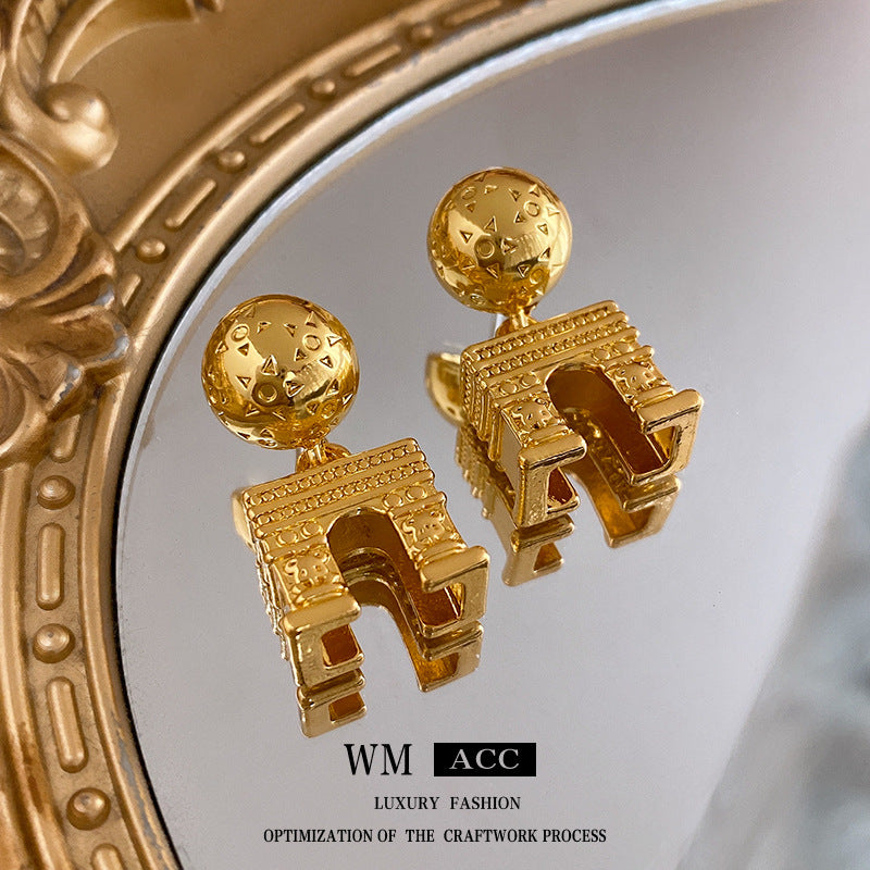 Medieval Round U-Shape Alloy Electroplating Earrings