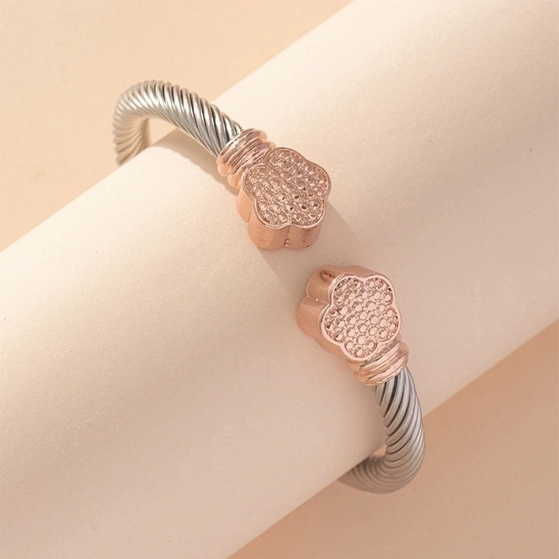 Retro Solid Color Stainless Steel Cuff Bracelets In Bulk