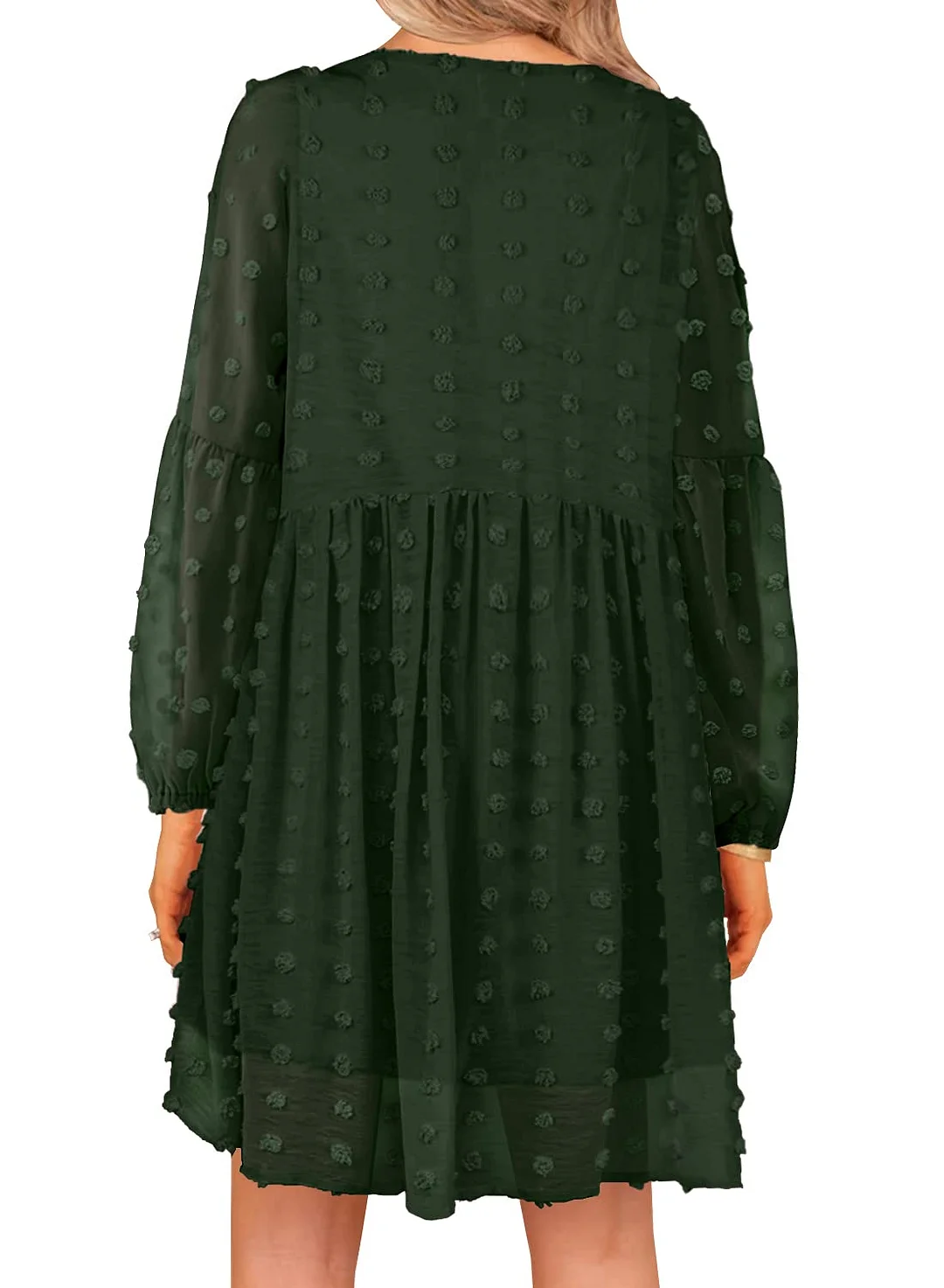 MIHOLL Women's V Neck Short Sleeve Ruffle Loose Summer Flowy Mini Dress