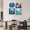 4pcs 5d bricolage complet rond perceuse diamant peinture dauphins kit décoration intérieure 30x30cm